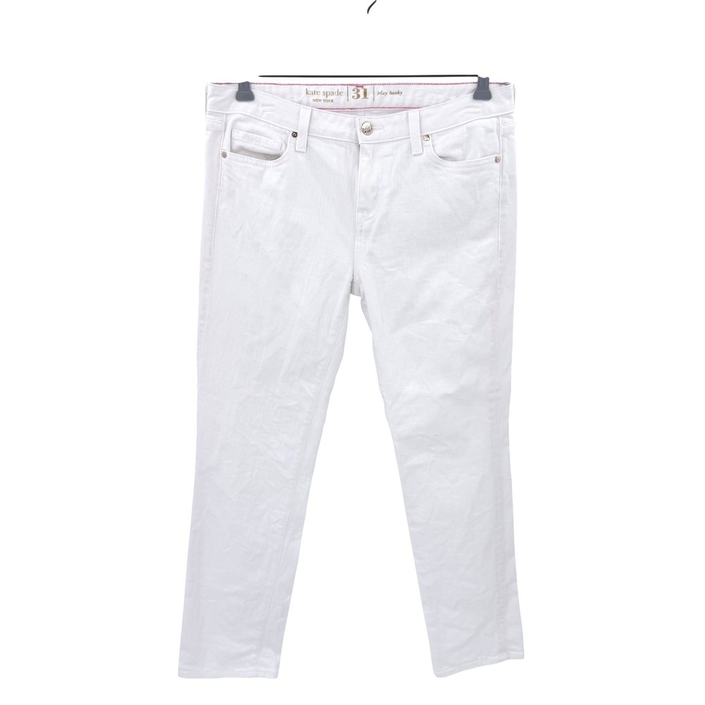 Kate Spade New York White Play Hooky Straight Leg Jeans Womens 31 Mid Rise